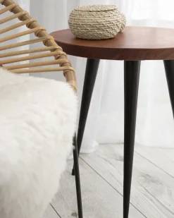 Outlet Beliani Sivupoyta Tiikki Tumma Puu/Musta Detah