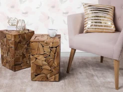 Cheap Beliani Sivupoyta Tiikki Vaalea Puu Nelson