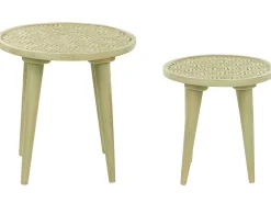 Pöydät<Beliani Sivupoytasetti Mangopuu Vaaleanvihrea 2 Kpl Maharo