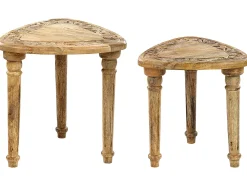 Pöydät<Beliani Sivupoytasetti Mangopuu Vaalea Puu 2 Kpl Saora