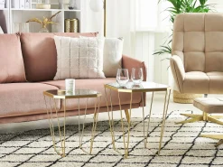 Pöydät<Beliani Sivupoytasetti Peililasitasolla Metalli Kulta 2 Kpl Sierra