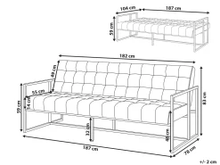 Best Beliani Sohva 3-Istuttava Samettinen Vaaleanpunainen Marstal