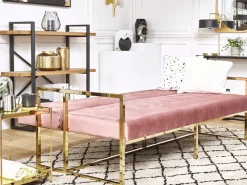 Best Beliani Sohva 3-Istuttava Samettinen Vaaleanpunainen Marstal