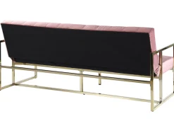 Best Beliani Sohva 3-Istuttava Samettinen Vaaleanpunainen Marstal