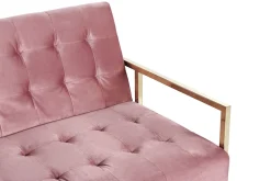 Best Beliani Sohva 3-Istuttava Samettinen Vaaleanpunainen Marstal