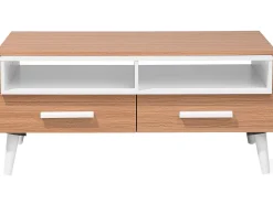 Online Beliani Sohvapoyta 2 Laatikkoa Vaalea Puu/Valkoinen Alloa