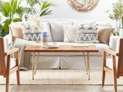 New Beliani Sohvapoyta Akaasia Vaalea Puu/Kulta Raley