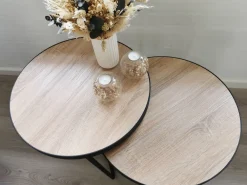 Pöydät<Beliani Sohvapoyta Iso Ja Keskikokoinen Vaalea Puu/Musta 2 Kpl Melody