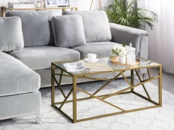 Best Sale Beliani Sohvapoyta Lasitasolla Metalli Kulta Orland