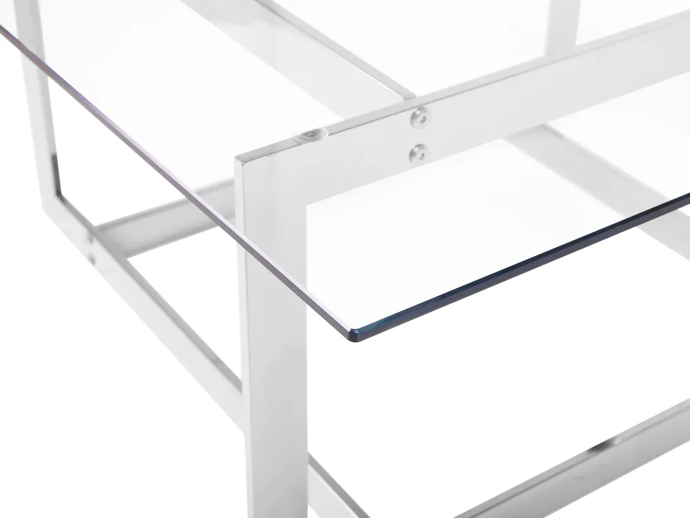 Pöydät<Beliani Sohvapoyta Lasitasolla Metalli Hopea Crystal