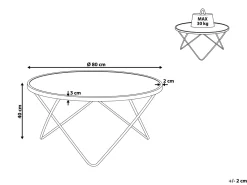 Cheap Beliani Sohvapoyta Lasitasolla Metalli Valkoinen/Kulta Meridian Ii