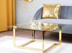 Best Sale Beliani Sohvapoyta Lasitasolla Metalli Kulta Crystal