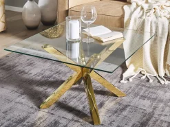 Pöydät<Beliani Sohvapoyta Lasitasolla Rosteri Kulta Starlight