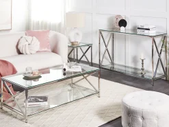 Hot Beliani Sohvapoyta Lasitasolla Ruostumaton Teras Hopea Audet