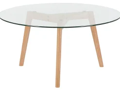 Pöydät<Beliani Sohvapoyta Lasitasolla Tammi Vaalea Puu Minnesota