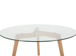 Pöydät<Beliani Sohvapoyta Lasitasolla Tammi Vaalea Puu Minnesota