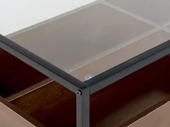 Pöydät<Beliani Sohvapoyta Lasitasolla Tumma Puu/Musta Waco