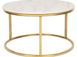 Pöydät<Beliani Sohvapoyta Marmorikuvio Beige/Kulta Coral