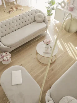 Pöydät<Beliani Sohvapoyta Marmorikuvio Beige/Kulta Coral