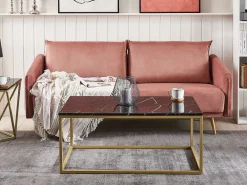 Pöydät<Beliani Sohvapoyta Marmorikuvio Musta/Kulta Delano