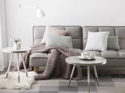 Cheap Beliani Sohvapoyta Marmorikuvio Valkoinen/Hopea Ramona