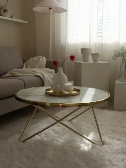 Discount Beliani Sohvapoyta Metalli Marmorikuvio Valkoinen/Kulta Meridian Ii