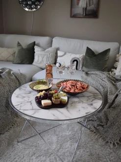 Pöydät<Beliani Sohvapoyta Metalli Marmorikuvio Valkoinen/Hopea Meridian Ii