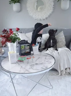 Pöydät<Beliani Sohvapoyta Metalli Marmorikuvio Valkoinen/Hopea Meridian Ii