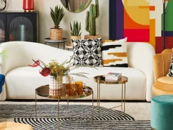 Pöydät<Beliani Sohvapoyta Peililasitasolla Rauta Kulta Lucea