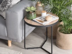 Pöydät<Beliani Sohvapoyta Pieni Vaalea Puu/Musta Melody