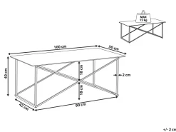 Pöydät<Beliani Sohvapoyta Ruostumaton Teras Marmorikuvio Valkoinen/Kulta Emporia