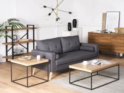 Pöydät<Beliani Sohvapoyta Vaalea Puu/Musta Delano