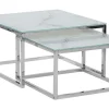Cheap Beliani Sohvapoytasetti Rosteri Marmorikuvio Valkoinen/Hopea 2 Kpl Brea