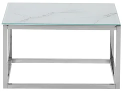 Cheap Beliani Sohvapoytasetti Rosteri Marmorikuvio Valkoinen/Hopea 2 Kpl Brea