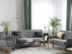 Shop Beliani Sohvaryhma Samettinen Vaaleanharmaa Bodo