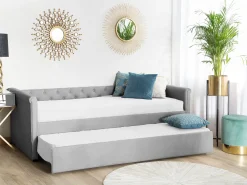 Cheap Beliani Sohvasanky Kangas Lisavuode Vaaleanharmaa 80 X 200 Cm Libourne