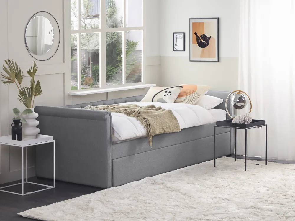 Lastenhuone<Beliani Sohvasanky Kangas Lisavuode Vaaleanharmaa 90 X 200 Cm Libourne