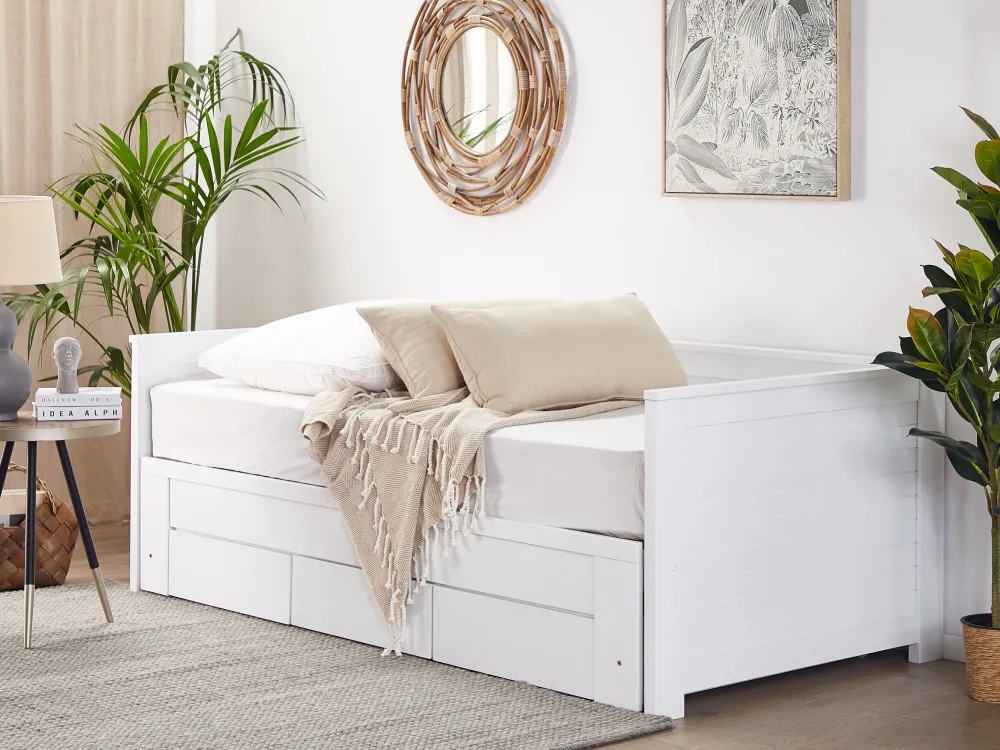 Lastenhuone<Beliani Sohvasanky Levitettava Säilytystila Valkoinen 90/180 X 200 Cm Cahors