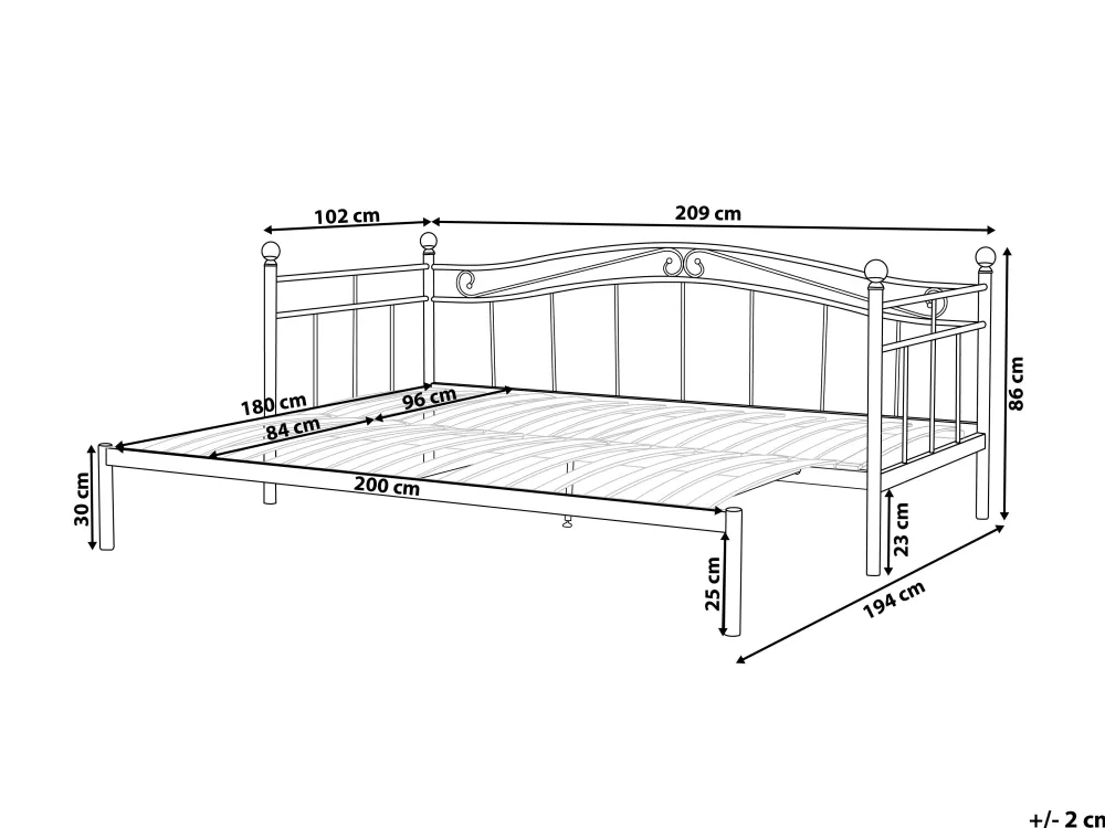 Lastenhuone<Beliani Sohvasanky Metalli Levitettava Musta 90/180 X 200 Cm Tulle