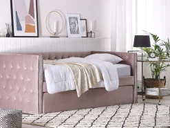 Store Beliani Sohvasanky Sametti Lisavuode Vaaleanpunainen 90 X 200 Cm Gassin