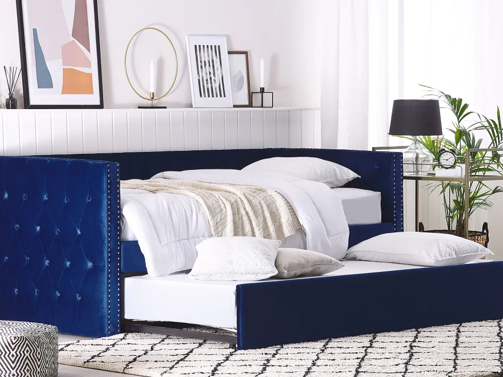 Lastenhuone<Beliani Sohvasanky Sametti Lisavuode Laivastonsininen 90 X 200 Cm Gassin