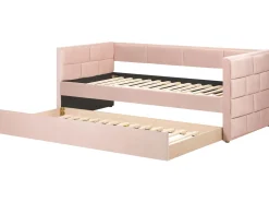 Store Beliani Sohvasanky Sametti Lisavuode Pastellipinkki 90 X 200 Cm Chavonne