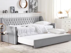 Lastenhuone<Beliani Sohvasanky Sametti Lisavuode Vaaleanharmaa 90 X 200 Cm Montargis