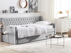 Lastenhuone<Beliani Sohvasanky Sametti Lisavuode Vaaleanharmaa 90 X 200 Cm Montargis