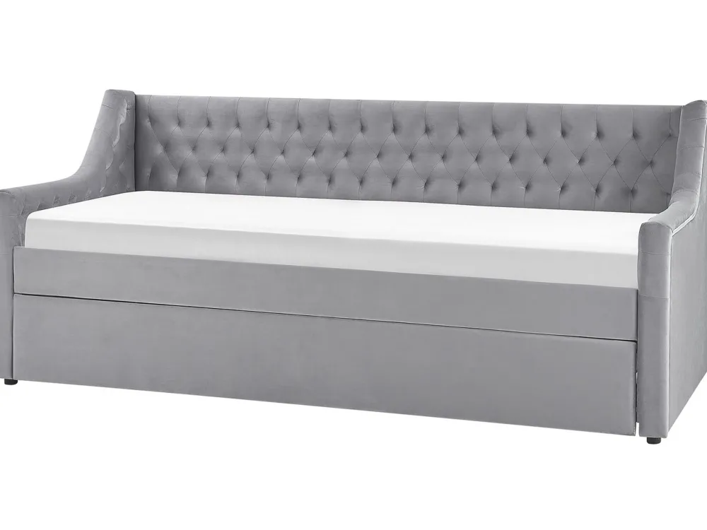 Lastenhuone<Beliani Sohvasanky Sametti Lisavuode Vaaleanharmaa 90 X 200 Cm Montargis