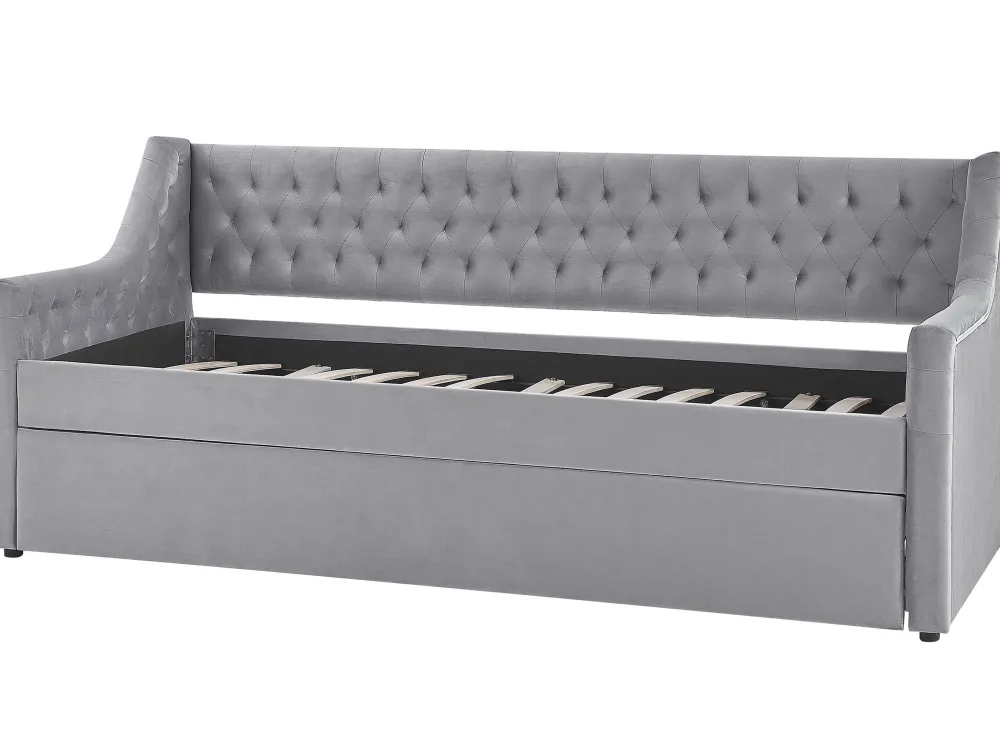 Lastenhuone<Beliani Sohvasanky Sametti Lisavuode Vaaleanharmaa 90 X 200 Cm Montargis