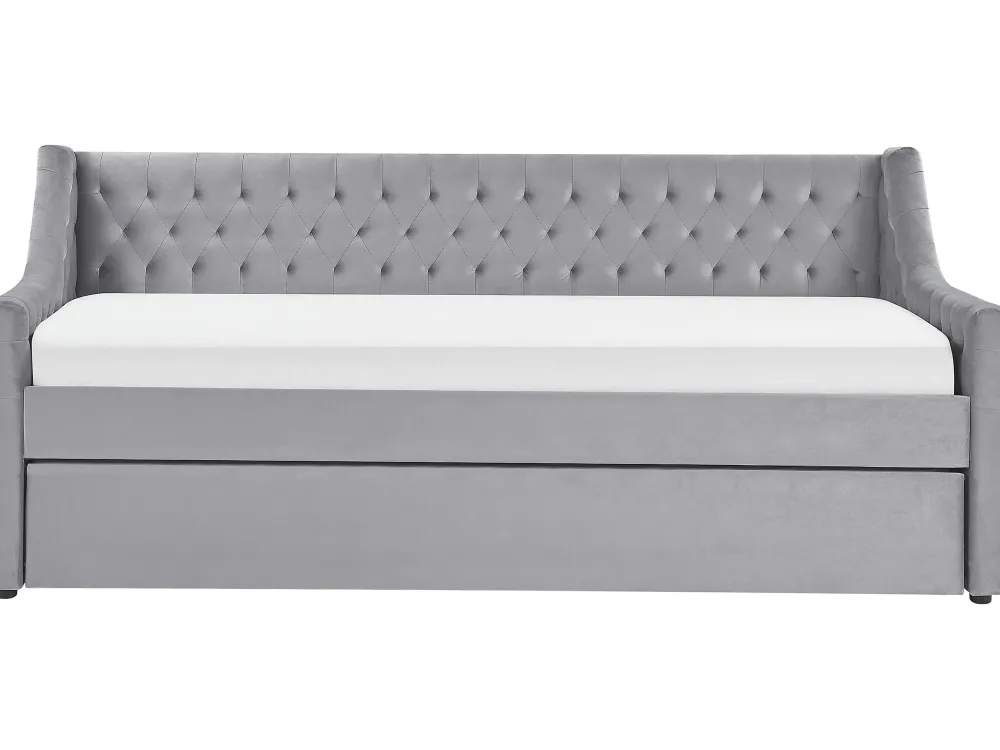 Lastenhuone<Beliani Sohvasanky Sametti Lisavuode Vaaleanharmaa 90 X 200 Cm Montargis