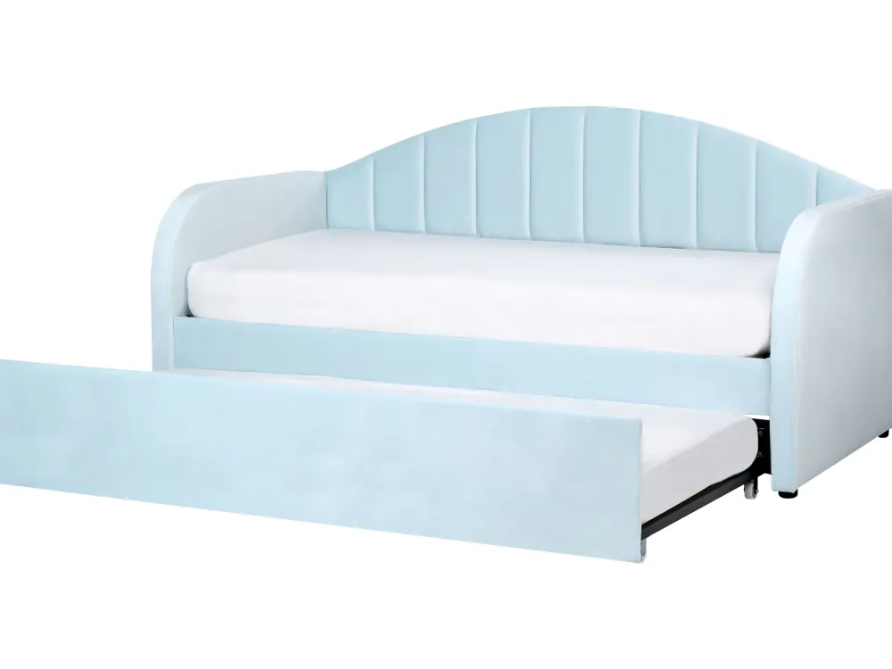 Online Beliani Sohvasanky Sametti Lisavuode Vaaleansininen 90 X 200 Cm Eyburie