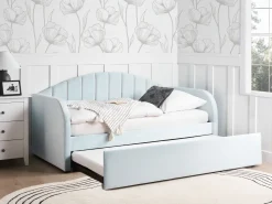 Online Beliani Sohvasanky Sametti Lisavuode Vaaleansininen 90 X 200 Cm Eyburie