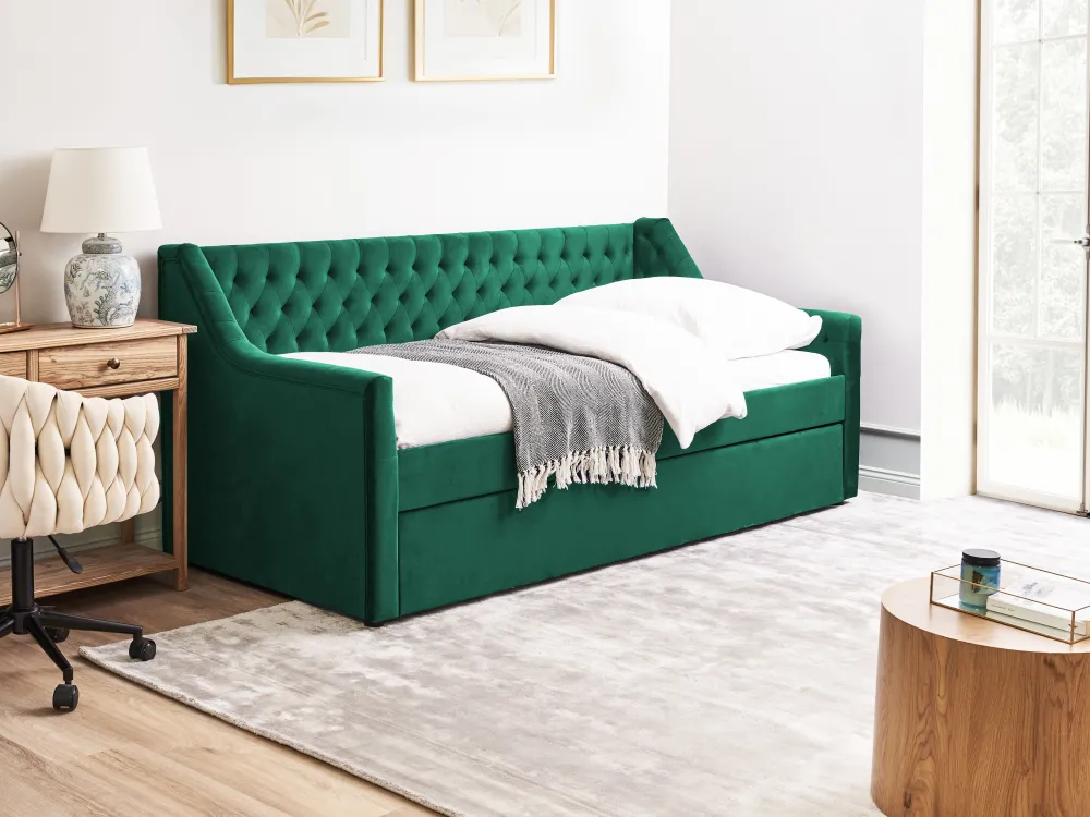 Lastenhuone<Beliani Sohvasanky Sametti Lisavuode Smaragdinvihrea 90 X 200 Cm Montargis